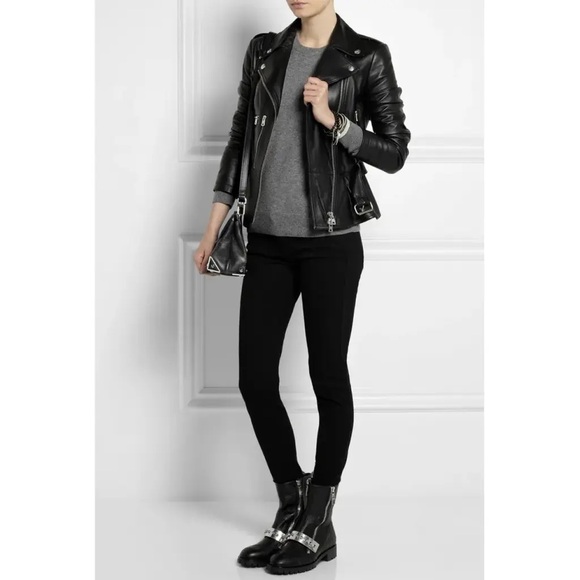 Alexander McQueen • black calfskin boot chunky silver metal studded moto - Picture 5 of 16